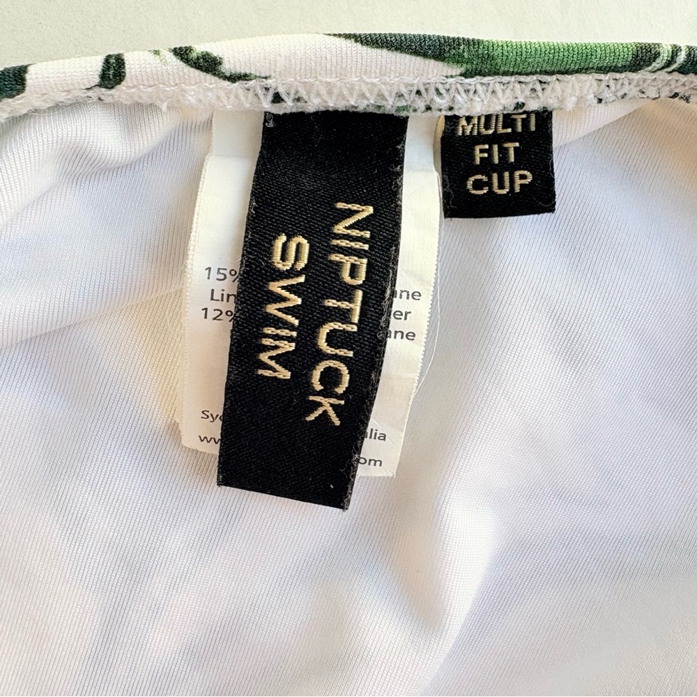 Niptuck Swimsuit One Piece Green Gold Tropical Leaf Padded Ruched Lined Size 10 - Picture 8 of 16